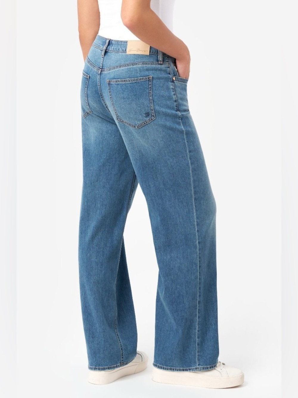 Seven7 Featherlight Straight Wide Leg Jeans in Size 12 Blue Denim